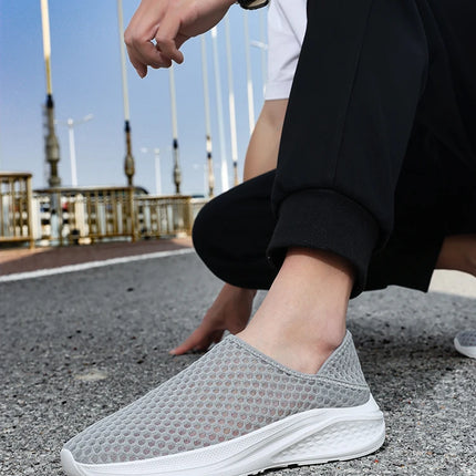Oiaano Barefoot Man Grey Shoes Mesh Knit Slip On Ultra Light Breathable Soft Bottom Workout Casual Sports Shoes Outdoor Runing