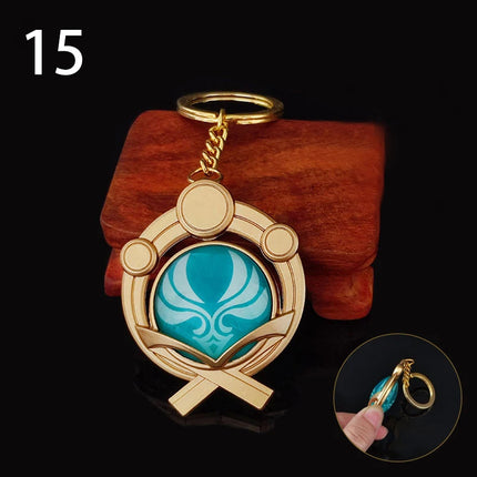 Anime Game Genshin Impact Vision Keychain Luminous 7 Element Weapons Eye Of Original God Toy Luminous Keyring Bag Pendant Gift