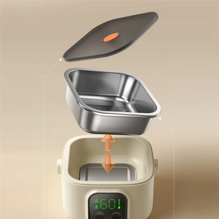 B59B-Rechargeable Electric-Water-Free Heating 500ML LCD Display Wireless Portable Lunch Box