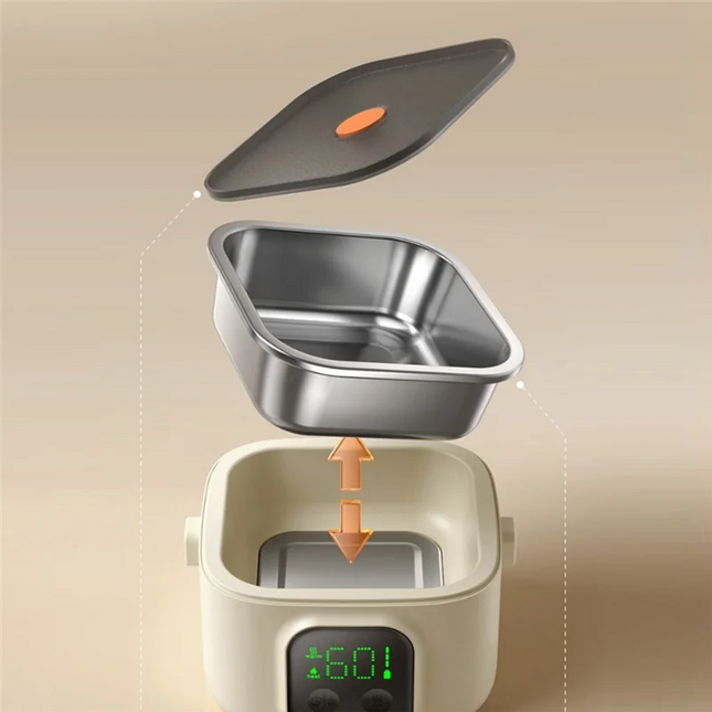 B59B-Rechargeable Electric-Water-Free Heating 500ML LCD Display Wireless Portable Lunch Box