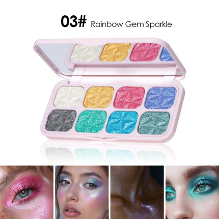Creamy Eyeshadow Palette 8 Shade Set Buildable Sparkle and Highlight Easy Blend No Fallout for Woman Girl Quick Makeup Essential