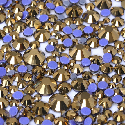 QIIY Mixed Size SS6-SS30 Glass Hot Fix Rhinestones Crystal Flatback Iron On Stones For DIY 3D Nail Art Fabric Clothes Decoration