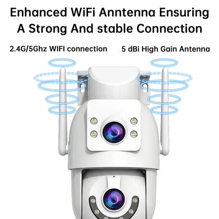 Jooan 4K 8MP HD Wifi PTZ Camera Outdoor 5G Wifi Dual Lens Security IP Cameras 5X Zoom AI Tracking ONVIF CCTV Surveillance Camera
