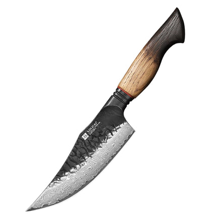 XINZUO 1-9 Piece Damascus Knife Set 67-Layer Steel Paring Utility Santoku Nakiri Cleaver Bunka White Oak Red G10 Handles