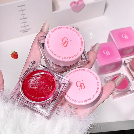 Gegebear Soft Blush Cream Tender and Multi-color Korean Style Contouring Lip Gloss Multi-purpose Rouge Cream