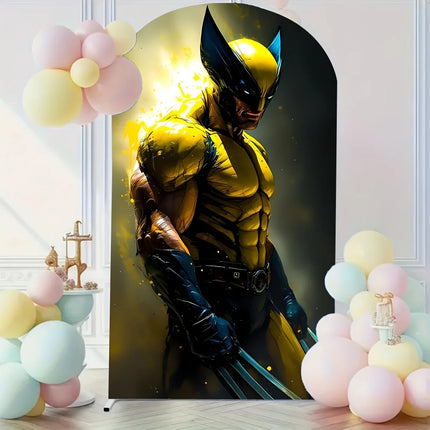 Superhero Wolverine Deadpool theme arch background children's boy birthday partydecoration layoutbackground props stretch fabric