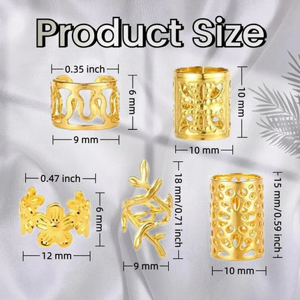 120PCS Rings Gold Cuffs Multi Style Hair Rings  Hair Beads for Braid Loc Dreadlock Accessories for Women and Girls