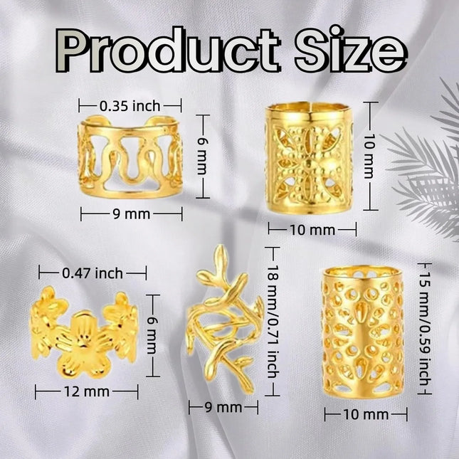 120PCS Rings Gold Cuffs Multi Style Hair Rings  Hair Beads for Braid Loc Dreadlock Accessories for Women and Girls