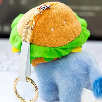 Ultra-Soft PP Cotton Burger Animal Plushie Exquisite Embroidery Short Plush Fabric Kawaii Foodie Key Chain Eco-Friendly Dyeing