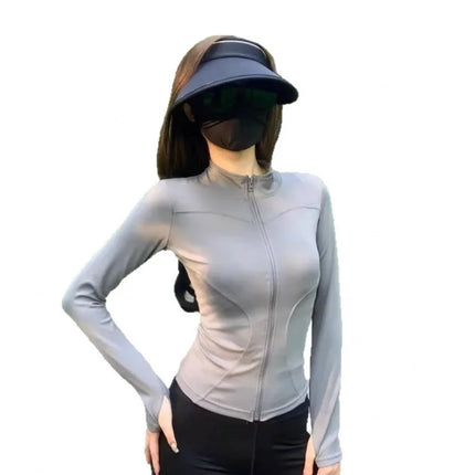 Stand Collar Yoga Ice Silk Sun Protection Clothing Summer Women's Slim Fit Versatile Slimming Sports Thin Jacket