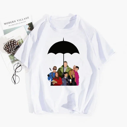 Umbrella Academy Printed Short Sleeve T-Shirt Women's Fashion Cross-Border Modal Material Crew Neck Floral Patchwork Wish EBay