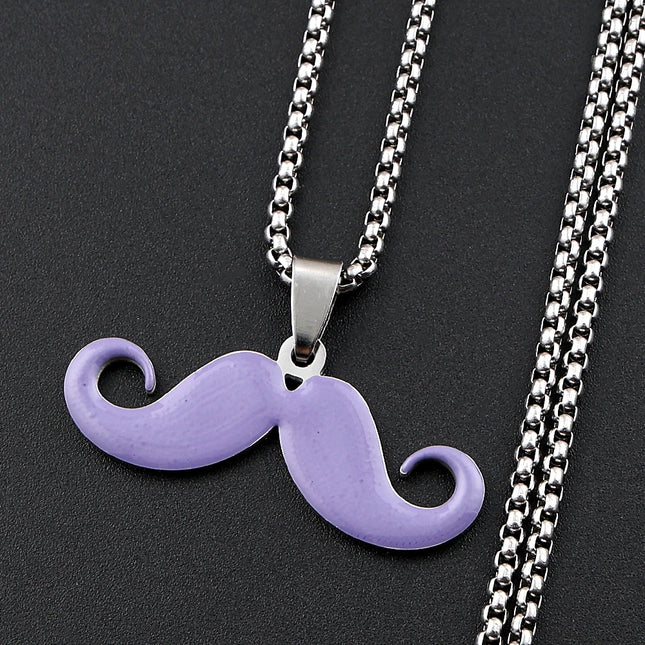 Vintage Fashion Long Mustache Necklace For Women Men Stainless Steel Hiphop Party Various Colors Chain Jewelry Daily Wear Gifts