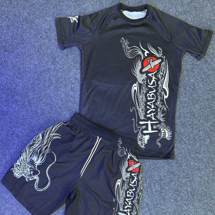2025 New GORILLA Eagle Sports Set Men's White Graphic Rash Guard T-shirts & Shorts Quick Drying MMA Training Combat Streetwear