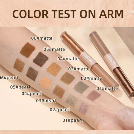 6pcs Liquid Eyeshadow Set,Pearly Glitter Matte Double Ended Eyeshadow,Pearly And Matte Finish,Smooth Delicate Texture Eyeshadow