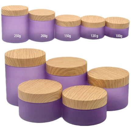 25pcs/lot Empty 100-250g Eye/Face Cream Jar Facial Mask Plastic Makeup Container Lotion Cosmetic Bottle With Imitation Wood Lid