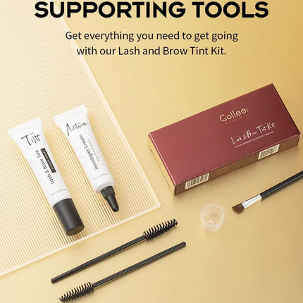 Gollee Eyebrow Tint Set 6ml Natural Classic Black Eyelash Brow Tint Kit Semi Permanent Lasting Brow Lash Tint Waterproof Set