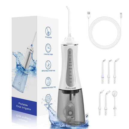 Oral Irrigator Fairywill Water Flosser 5 Modes Portable Dental Water Jet 350ML Water Tank Teeth Cleaner USB Charge Waterproof