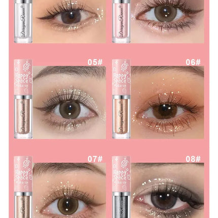Liquid Eyeshadow Eight-Piece Set Box with Dazzling Shimmer, Fine Glitter, Bright Crystal Pearl Shimmer, High-Gloss Highlighter, Brightening and Contouring Eyeshadow Liquid