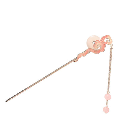 Classic Hair Stick Imitation Jade Hairpin Chinese Hanfu Hair Accessories For Women Long Tassel Hair Bun Jewelry Vintage Tiaras