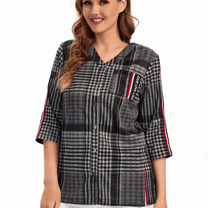 Women Plus Size Woven Spring And Summer Fashionable Shirt