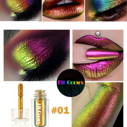 Glossy Metallic Eyeshadow Lipstick Set Liquid Glitter Pigment Optical Chameleon Face Beauty Makeup Cosmetic
