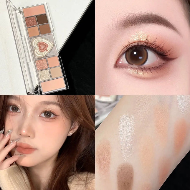 12-Color Tea Apricot Eye Makeup Palette Low Saturation Eyeshadow Palette Pearlescent Matte Shimmer Earth Color Eye Shadow Beauty
