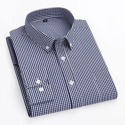 Thin Spring Summer 100% Cotton Shirts for Men Long Sleeve Checkered Dress Shirt Mens Blue Green  Men Clothing  Button Up Shirt