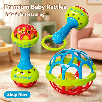 3pcs/Set Baby Rattles Toys Set Grab Shake Rattle for Babies Easy Hold Teething Toy, Development Learning Toy for Babies