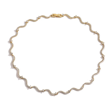 18K Gold Plated Fashion Enamel Chains Necklace Bracelet Jewelry Sets Brass Chain Wave Multicolor Women Wholesale Wedding Gifts