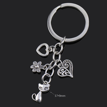 Fashion Animal Women Keychain Car Moon Cat Dog Love Heart Key Chain Friends Gift Jewelry Bag Pendant Wing Evil Eye Angel Turtles
