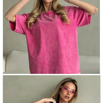 Premium Fresh Lemons Fruit Print Women Washed T-Shirts Y2K Comfortable Short Sleeve Loose All-Match T-Shirt Cotton Hip Hop Top