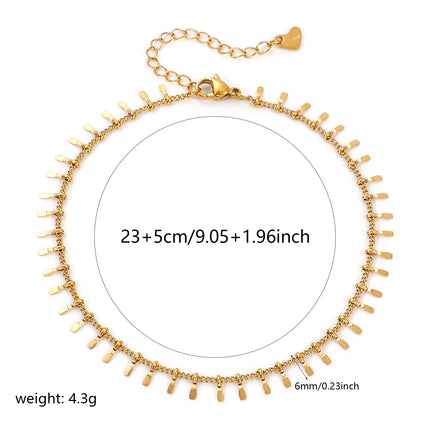 Minimalist Stylish 18K Real Gold Plated Tassel Anklet For Women Gift 304 Stainless Steel Handmade Link Chain Jewelry 23cm long