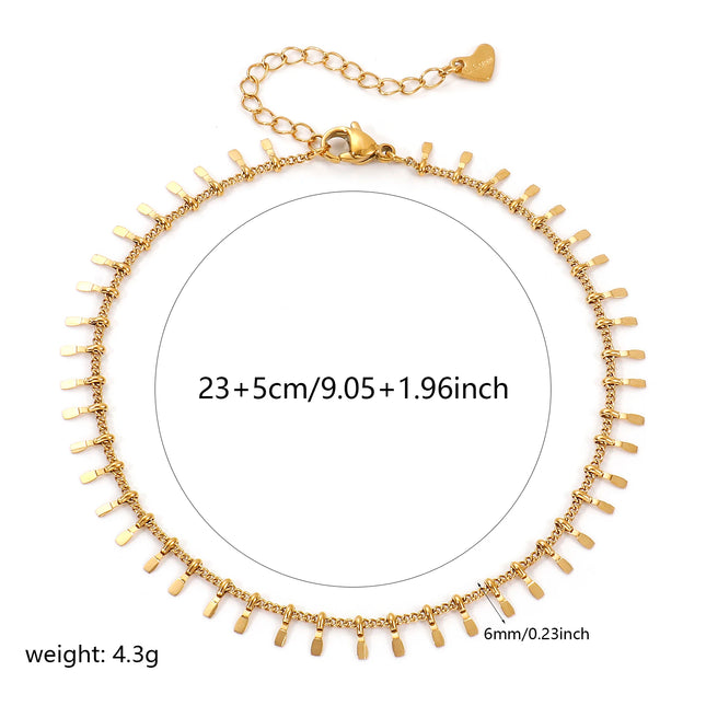 Minimalist Stylish 18K Real Gold Plated Tassel Anklet For Women Gift 304 Stainless Steel Handmade Link Chain Jewelry 23cm long