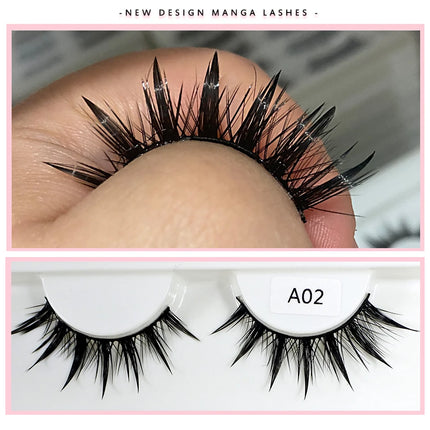 RED SIREN Eyelashes New Design Wet Manga Lashes Korean Makup Fashion Long Thick Natural Fake Eyelashes