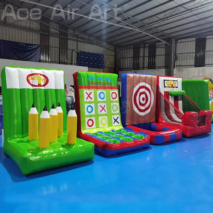 4 in 1 Or seperate game Inflatable Carnival Game, Inflatable Basketball Hoop, Target Ring Tossing Game Party Sport Games