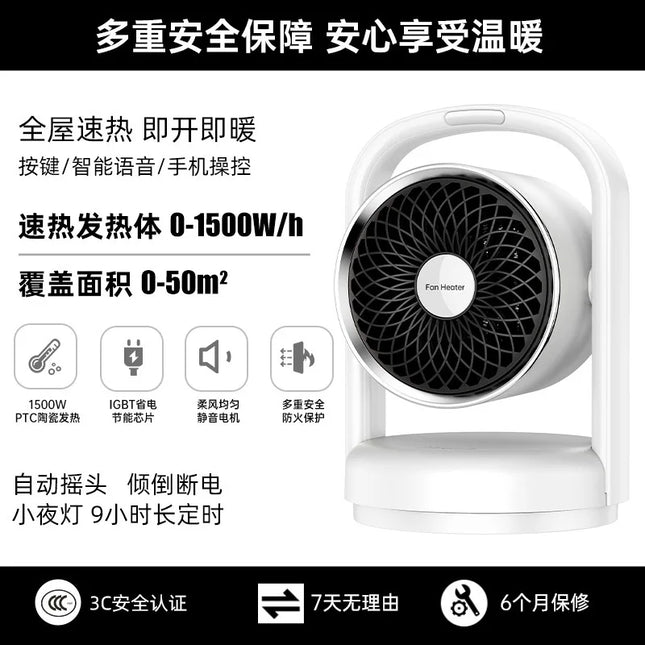 1500W Portable Electric Fan Heater Fast Heating Room Warmer Mini Space Heater for Bedroom Living Room Home Office Winter