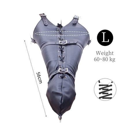 Sexy Lace-up Leather Bondage Handcuff Glove with Flexible Full Arm Cover Wrap Bag for Couple Adult Romantic Fun Sex Toys