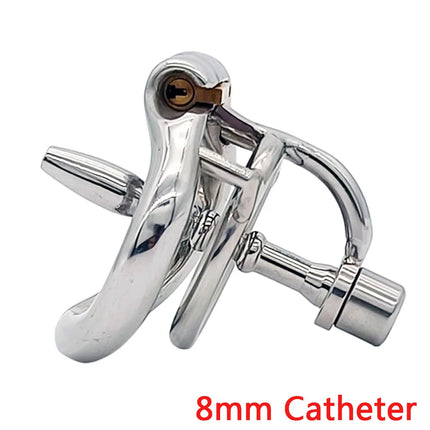 Adult Male Chastity Cage Lock with Removable Urethral Catheter Penis Cage Cock Ring Slave Restraint Sex Toy for Men