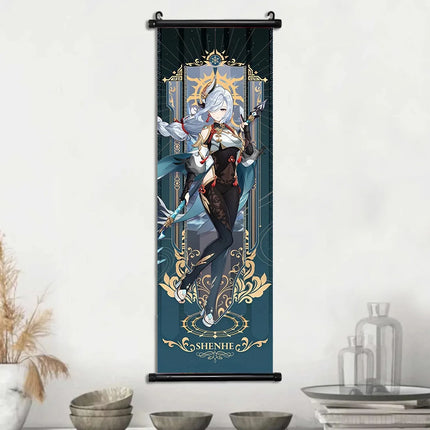 Genshin Impact Poster Anime Hot Games Wall Artwork Hutao Klee Vendi Canvas Painting Print Hanging Scroll Home Decoration Gift