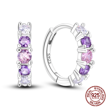 925 Sterling Silver Purple Butterfly Rainbow Flower Stud Earrings for Women Girl Ear Studs Jewelry Fashion Luxury Anniversary