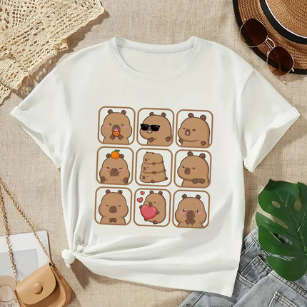 2025 Capybara T-Shirt Kids Children T-Shirt Capybara Cartoons Clothes Kid Girl Boy Capybaras T-Shirt Baby Casual Top Clothes