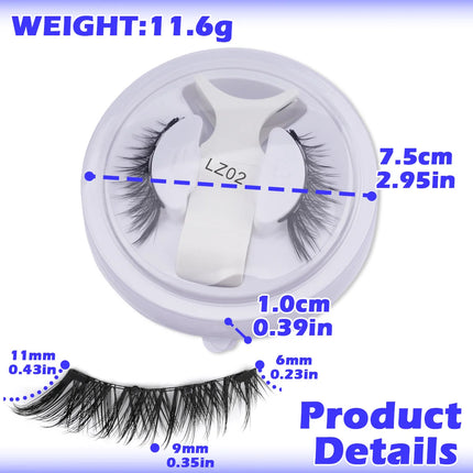 Lanjinglin Magnetic Eyelashes 1 Pair Natural Faux Mink Lashes Reusable False Eyelashes Tweezer Set Eyelash Extension Makeup Tool