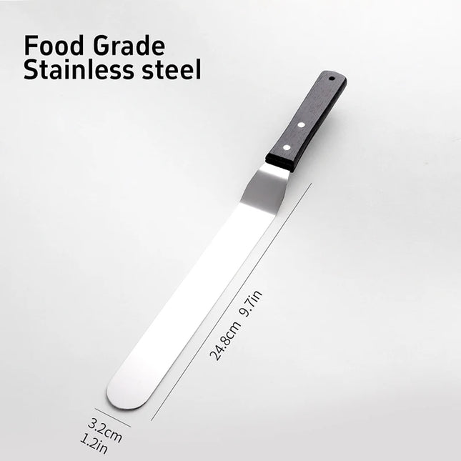 4/6/8/10In Smoother Spatula Cake Knife Stainless Steel With Wood Handle Butter Cream Icing Frosting Kitchen Knife DIY Cake Tools