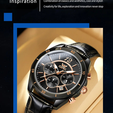 OPK 6066 Man Watch Fashion Original Business Quartz﻿ Wristwatch Waterproof Luminous Week Date Calendar Window Watch For Man