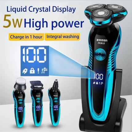 ZOZEN Electric Shaver Washable Rechargeable Electric Razor Shaving Machine for Men Body Hair Beard Trimmer Wet-Dry Use Washable