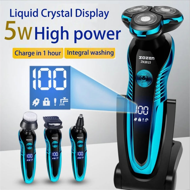 ZOZEN Rotary Electric Shaver Rechargeable Electric Razor Shaving Machine for Men Beard Trimmer Waterproof Wet-Dry Use ZN3015