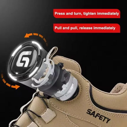 Men's Rotating Button Labor Protection Shoes Anti-smash Anti-Puncture Safety Shoes Work Boots Steel Toe Shoes Indestructible Shoes