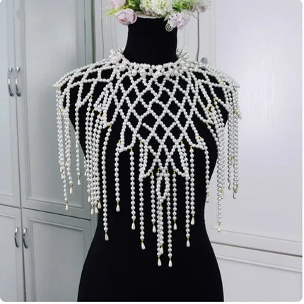 Sexy Accessories Women Bikini Pearl Chest chain Body Chain Jewelry Totally Hand-made Bra Fringed For Beach Nightclub Waist Chain