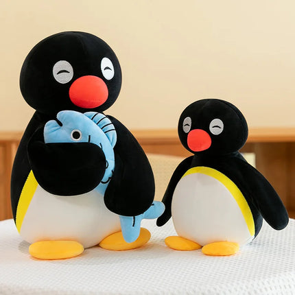 Pingu Penguin Plush Toy Holding Blue Fish Cute Soft Stuffed Animal Comfortable Companion Sofa Ornaments Decoration Trendy Gift