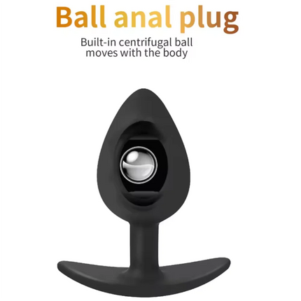 Butt Plug with Metal Ball Rolling Massage Silicone Vagina Anus Dilator Anal Bead Adult Product Sex Toys for Men Women Anal Plug